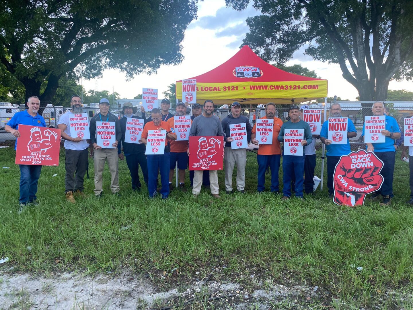 CWA union members protesting for a fair contract.