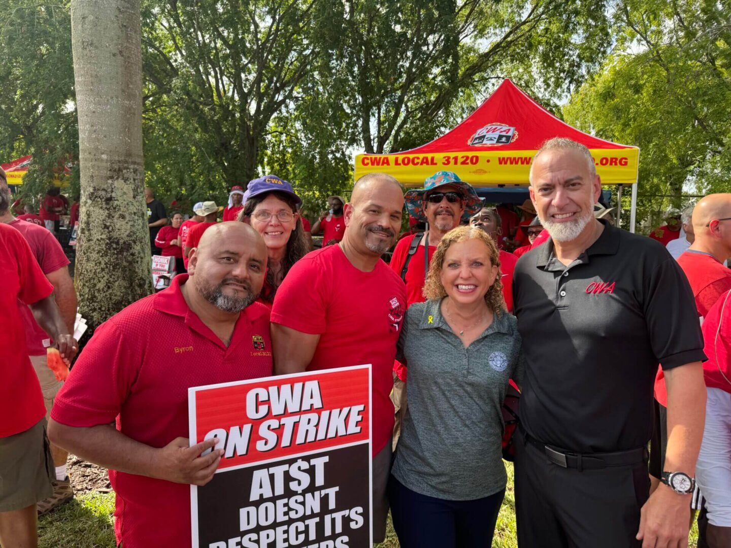 CWA members on strike against AT&T.